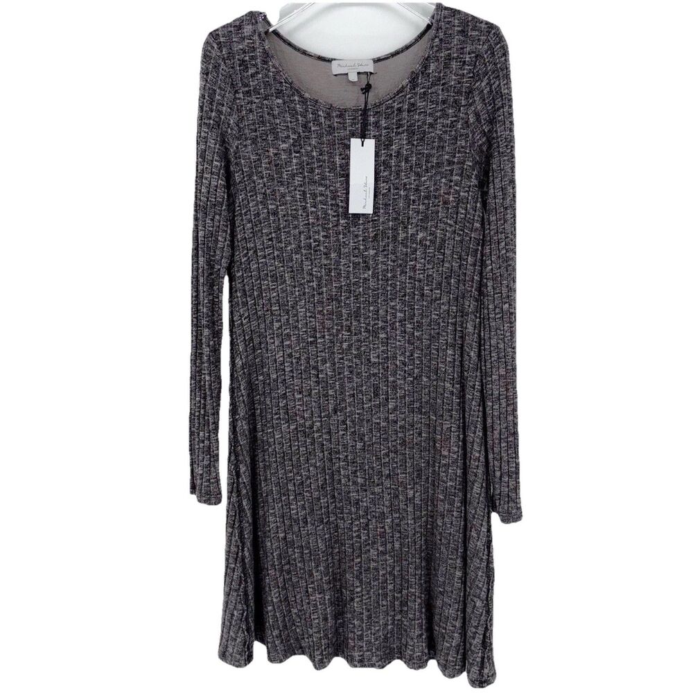 Michael Stars Dress Size‎ Medium Gray Ribbed Knit Long Sleeve New With Tags